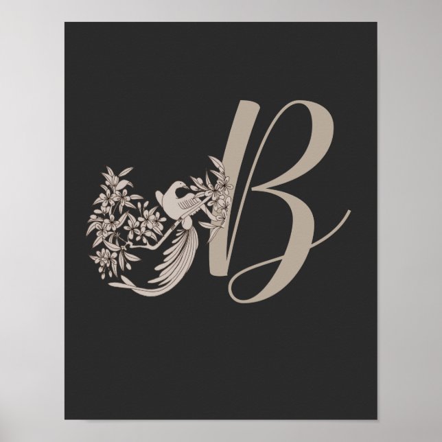 Dove Elegant Monogramm Anfangsbuchstabe B  Poster (Vorne)