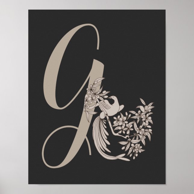 Dove Elegant Monogramm Anfangsbuchstabe G Personal Poster (Vorne)