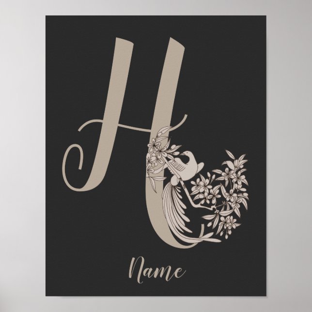 Dove Elegant Monogramm Anfangsbuchstabe H Personal Poster (Vorne)