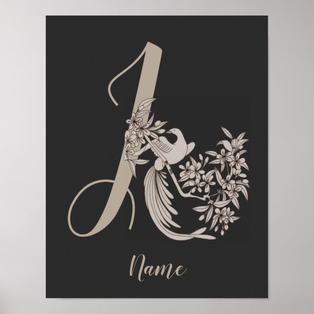 Dove Elegant Monogramm Anfangsbuchstabe J Personal Poster (Vorne)