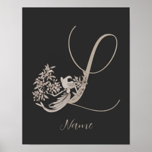 Dove Elegant Monogramm Anfangsbuchstabe L Personal Poster