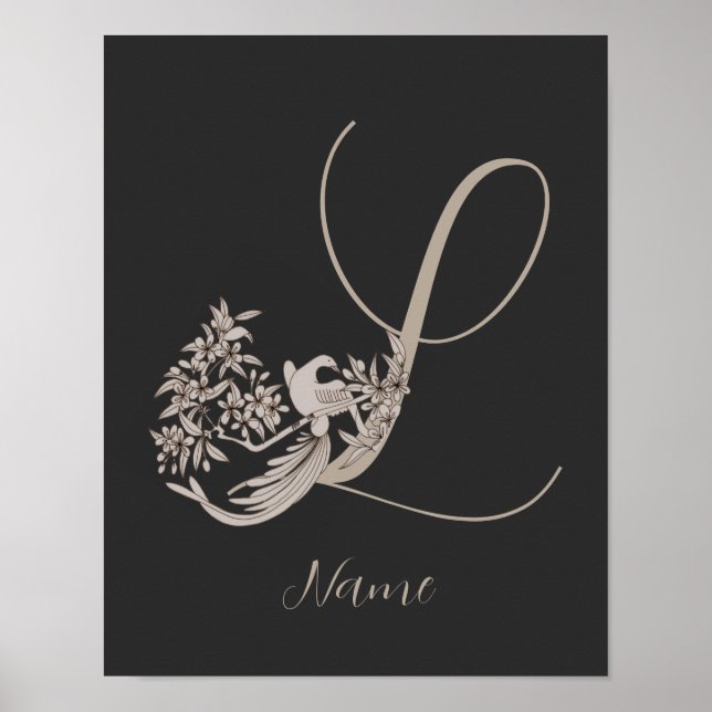 Dove Elegant Monogramm Anfangsbuchstabe L Personal Poster (Vorne)