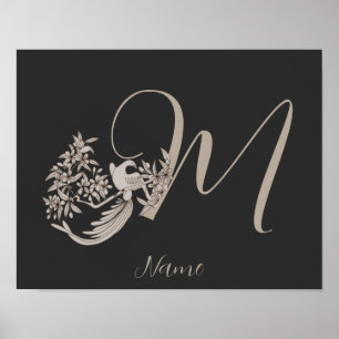Dove Elegant Monogramm Anfangsbuchstabe M Personal Poster
