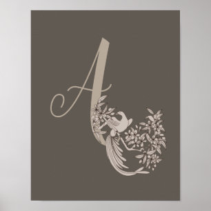 Dove Elegant Monogramm Initiale A Braun Poster