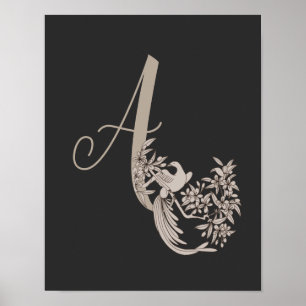 Dove Elegant Monogramm Initiale A  Poster