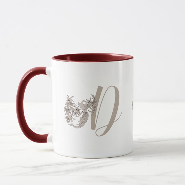 Dove Elegant Monogramm Initiale D Personalisiert Tasse (Links)