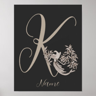 Dove Elegant Monogramm Initiale K Personalisiert Poster