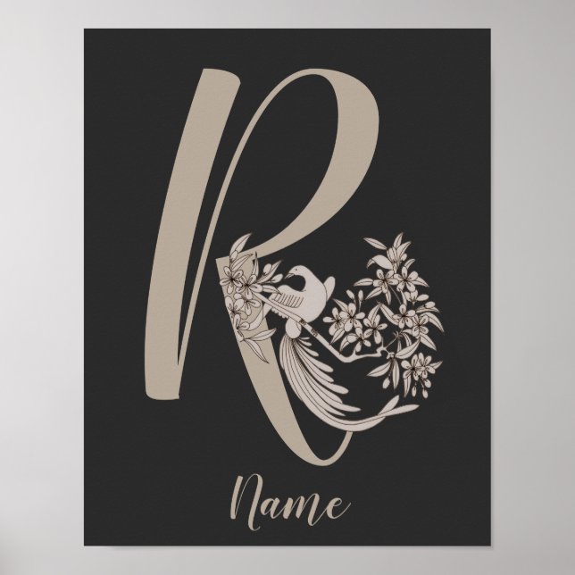 Dove Elegant Monogramm Initiale R Personalisiert Poster (Vorne)