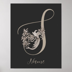 Dove Elegant Monogramm Initiale S Personalisiert Poster