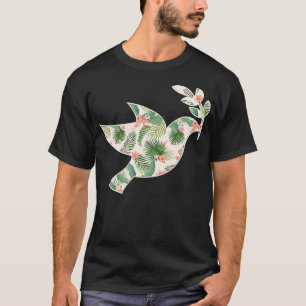 Dove Flower Girl Print Floral Taube Hawaiian T-Shirt