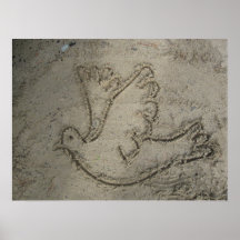 Dove Gezeichnet in das Sand Poster