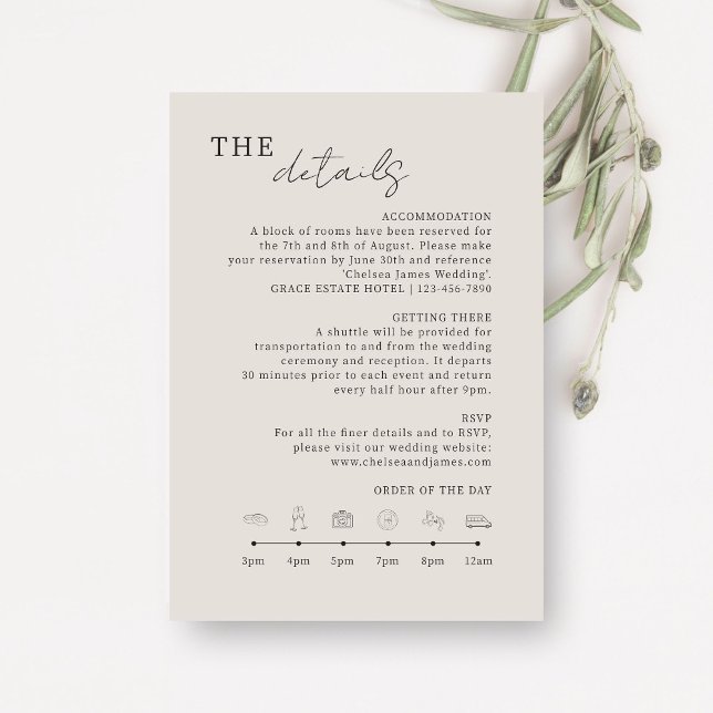Dove Gray | Chic Minimalistisch Wedding Details Ic Begleitkarte (Von Creator hochgeladen)
