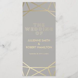 Dove Gray & Gold Geometric Wedding Programm