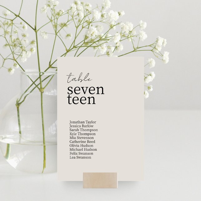 Dove Gray | Moderne Minimalistische Hochzeit Tischnummer (Von Creator hochgeladen)