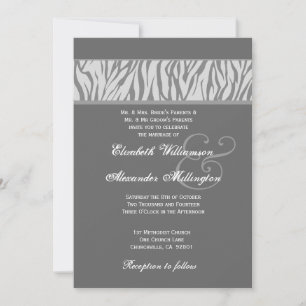 Dove Gray und Silver Zebra Hochzeitspapier Einladung