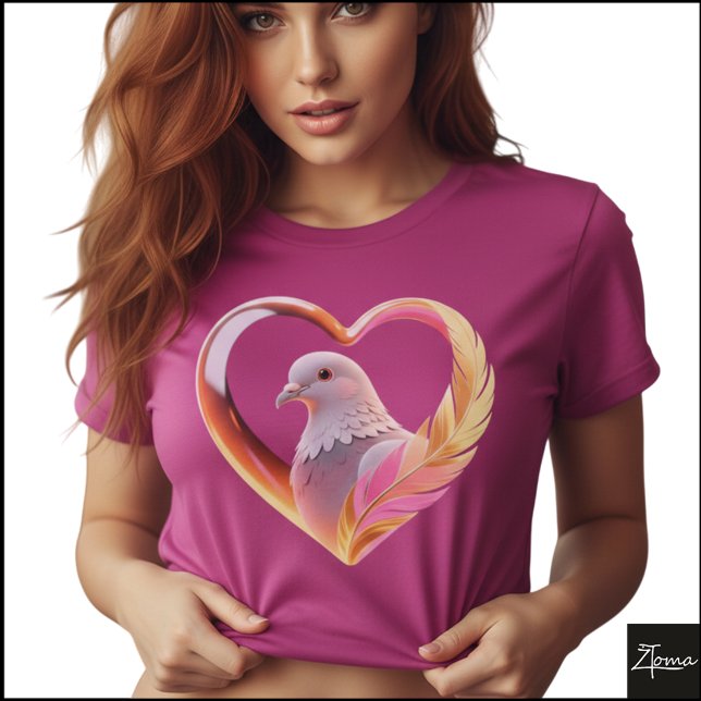 Dove Heart Frame Neon Feather Graphic T-Shirt (Sample design. Several style are available to choose from, with the option to add a name & color.
)