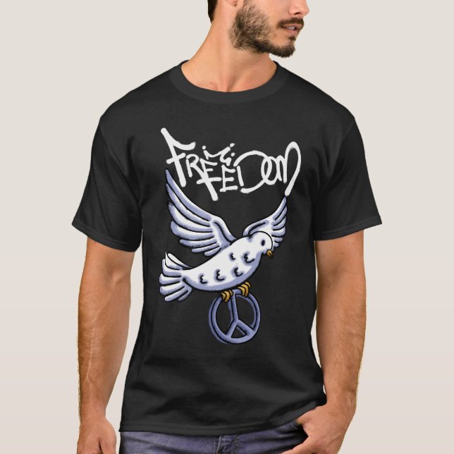 Dove Holding Peace Symbol streetwear T-Shirt (Vorderseite)