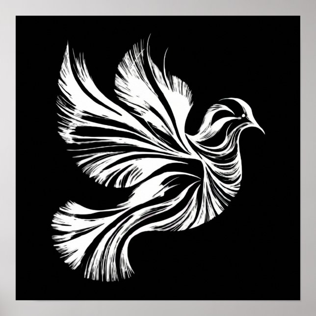 Dove Kontur Schwarzweiß Poster (Vorne)