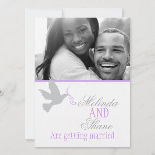 Dove lila Band Ehepaar Foto Hochzeitseinladung Einladung