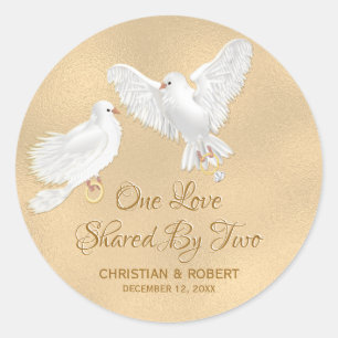 Dove Love Birds Imitate Foil Wedding Runder Aufkleber