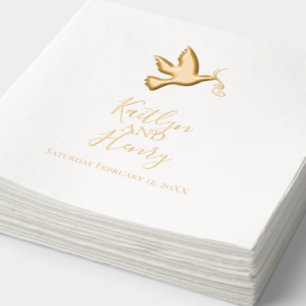 Dove mit zwei Bändern moderne Hochzeit Servietten Mit Folie