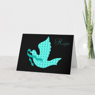 Dove of Hope Aquamarin Ribbon - Ovarialkarzinom Feiertagskarte