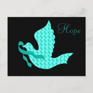 Dove of Hope Aquamarin Ribbon - Ovarialkarzinom Postkarte