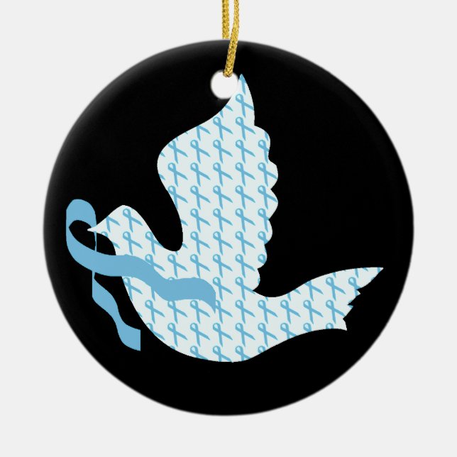 Dove of Hope Light Blue Ribbon - Prostatakrebs Keramikornament (Vorne)