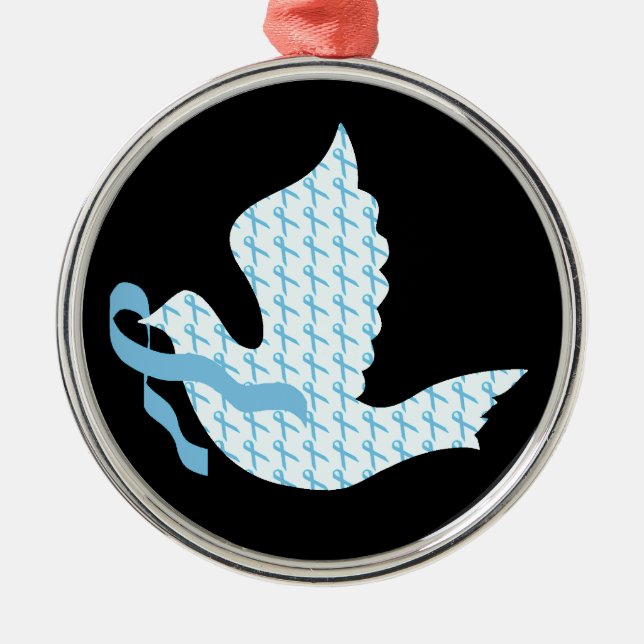 Dove of Hope Light Blue Ribbon - Prostatakrebs Ornament Aus Metall (Vorne)