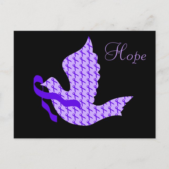 Dove of Hope Lila Ribbon - Crohn's & Colitis Postkarte (Vorderseite)