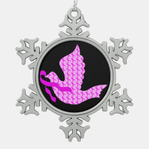 Dove of Hope Pink Ribbon - Brustkrebs Schneeflocken Zinn-Ornament