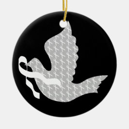 Dove of Hope White Ribbon - Lungenkrebs Keramik Ornament