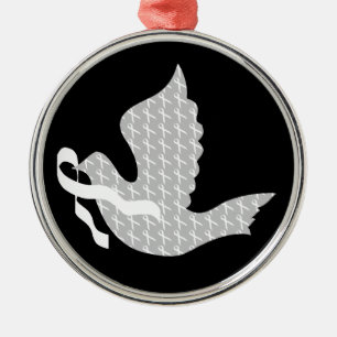 Dove of Hope White Ribbon - Lungenkrebs Ornament Aus Metall