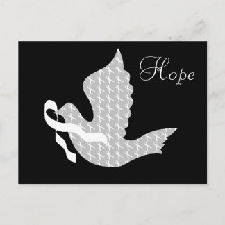 Dove of Hope White Ribbon - Lungenkrebs Postkarte