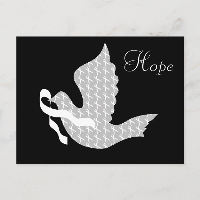 Dove of Hope White Ribbon - Lungenkrebs Postkarte (Vorderseite)