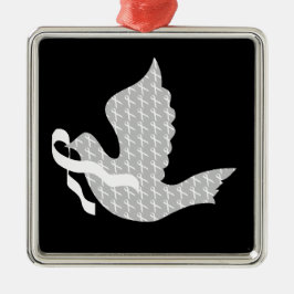 Dove of Hope White Ribbon - Lungenkrebs Silbernes Ornament
