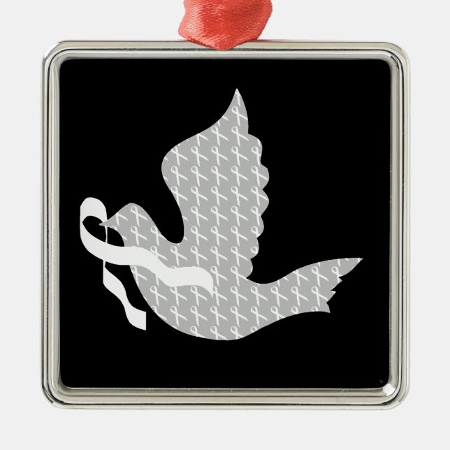 Dove of Hope White Ribbon - Lungenkrebs Silbernes Ornament (Vorne)
