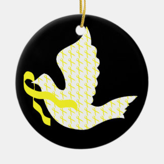 Dove of Hope Yellow Ribbon - Hodenkrebs Keramik Ornament