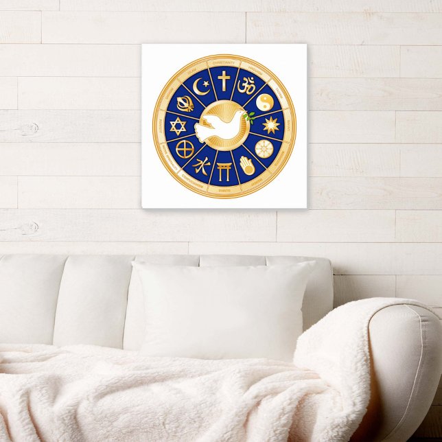 Dove of Peace Leinwand Art (Dove of Peace Canvas Art
Inspirational decor. Gold icons of world faiths surround the Dove of Peace.)