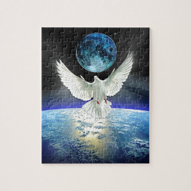 Dove of Peace over Earth from Space Puzzle (Vertikal)