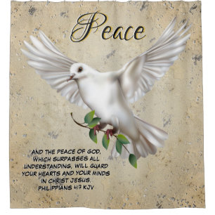 Dove of Peace Personalisiert Scripture Verse Duschvorhang