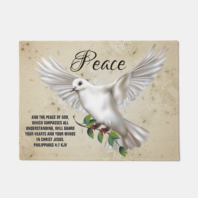 Dove of Peace Personalisiert Scripture Verse Fußmatte (Vorderseite)