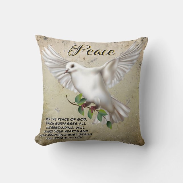 Dove of Peace Personalisiert Scripture Verse Kissen (Vorderseite)