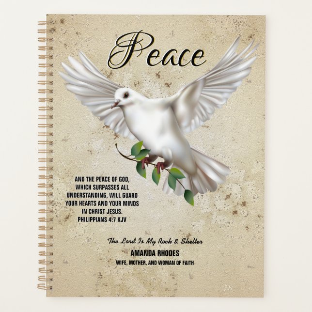 Dove of Peace Personalisiert Scripture Verse Planer (Vorderseite)