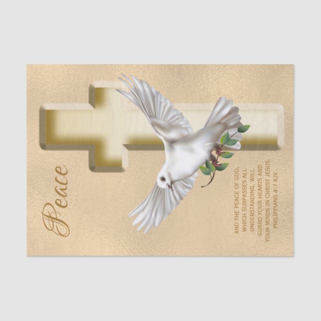 Dove of Peace Personalisiert Scripture Verse Seidenpapier (Vorderseite)