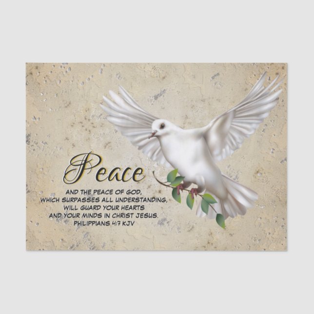 Dove of Peace Personalisiert Scripture Verse Seidenpapier (Vorderseite)