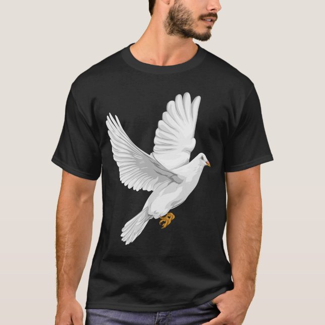 Dove of Peace White Taube Hand Drawn Artwork Grap T-Shirt (Vorderseite)