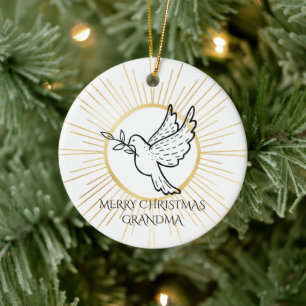 Dove Peace Editable Oma Black White Keramik Ornament