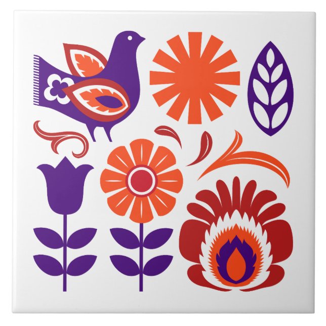 Dove Polish Folk Tile Fliese (Vorderseite)