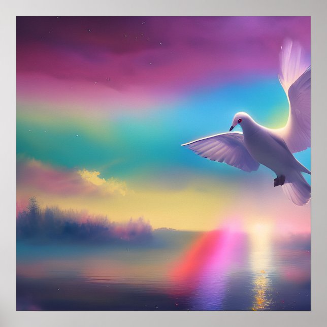 Dove & Rainbow Sky Poster (Vorne)